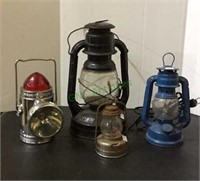 Vintage lot of four lanterns - largest is a Dietz