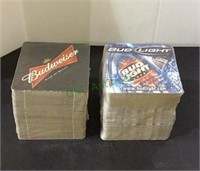 Budweiser - two packs of factory sealed coasters.