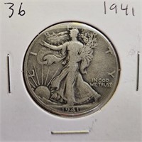 1941 90% Silver Walking Liberty Half Dollar