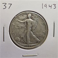 1943 90% Silver Walking Liberty Half Dollar