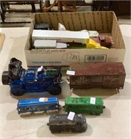 Diecast, toys, cars, trucks, lot includes train,