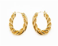 Italy OR 14k Gold Twist Hoop Earrings