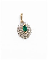 Diamond Emerald 10k Gold Pendant