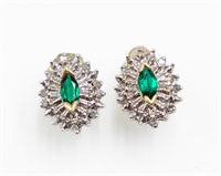 Diamond Emerald 10k Gold Earrings