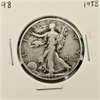 1938 90% Silver Walking Liberty Half Dollar