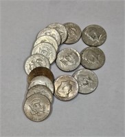 Lot Of 15 40% Silver Kennedy Half Dollars