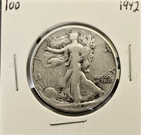 1942 90% Silver Walking Liberty Half Dollar