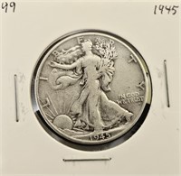 1945 90% Silver Walking Liberty Half Dollar