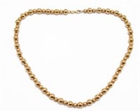 Peru 14k Gold Brushed & Smooth Bead Necklace