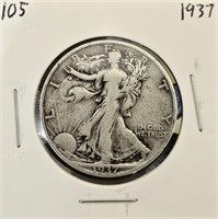 1937 90% Silver Walking Liberty Half Dollar