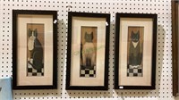 Three matching cat prints each measuring 17 1/2x10