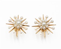 Fisher & Co 14k Cultured Pearl Starburst Earrings