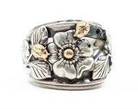 K.C. Studio Sterling 14k Flower Ladybug Ring As-Is