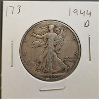 1944 D 90% Silver Walking Liberty Half Dollar