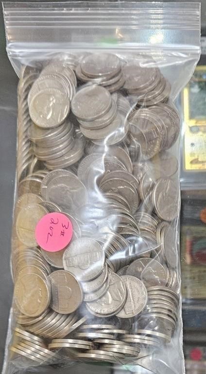 3lb 2oz  Bag Of Unsorted Jefferson Head Nickels