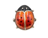 David Andersen Guilloche Enamel Ladybug Pin