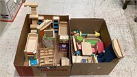 Two boxes of very nice heavy wooden dollhouse