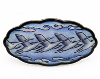 Scandinavian Enamel Sterling Goose Brooch