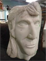 WHITE MARBLE CARVED HEAD 14"