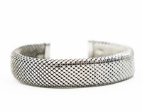 Italy Signed M Sterling Mesh Cuff Bracelet