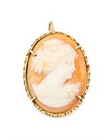 Shell Carved Cameo Vintage Gold over 800 Silver