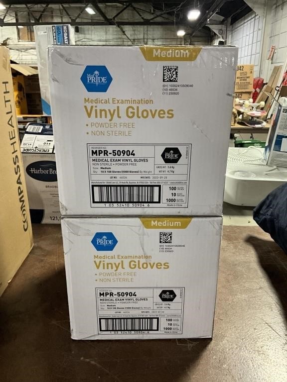 1 Lot (2) Boxes Medical Examination Vinyl Gloves