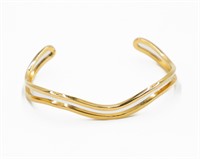 Trifari Gold Tone Wavy Cuff Bracelet