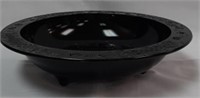 L.E. Smith Black Amethyst Raised Floral11.5" Bowl