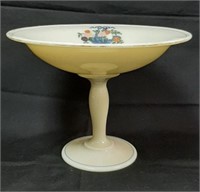 Paint Decorated Custard Glass 10.25" Dia Ped. Bowl