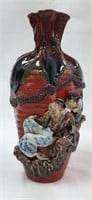 Japanese Pottery Sumida Gawa 8.5" TPinch Vase