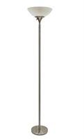 Hampton Bay 71 in. Satin Steel Floor Lamp with Fro