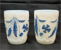 (2) US Glass Stained Ivory Deleware Tumblers