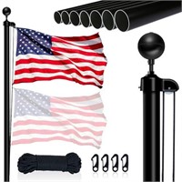 20' Sectional Aluminum Flag Pole, Black