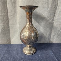 13" SILVER PLATED BRONZE VASE