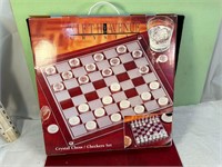 CRYSTAL GLASS CHESS/CHECKER SET WITH BOARD