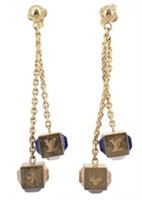 Louis Vuitton Gamble Purple & Gold Tone Earrings