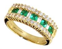 18k Gold 1.00 ct Natural Emerald & Diamond Ring