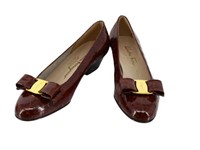 FERRAGAMO Leather Bow Heels Size 5.5