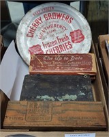 WOOD, METAL BOXES &  CHERRY GROWERS LID