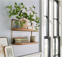 Wood & Brass Double Wall Shelf