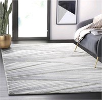 Abani Grey & Gold Wavy Lines Area Rug -