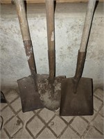 3 Long handled Shovel and spade- longest is 70"