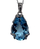Pear Cut 5.30 ct Natural Swiss Blue Topaz Necklace