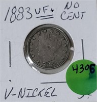 1883 NO CENT V NICKEL