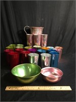Vintage Aluminum Pitcher and Tumblers