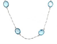 Natural 32.00 ct Swiss Blue Topaz Necklace