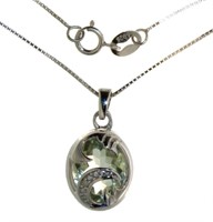 Natural 4.11 ct Green Amethyst & Diamond Necklace