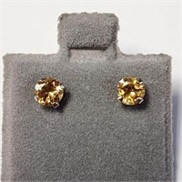 14K YELLOW GOLD CITRINE(0.6CT)  EARRINGS, MADE IN