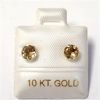 10K YELLOW GOLD CITRINE(0.8CT)  EARRINGS, MADE IN