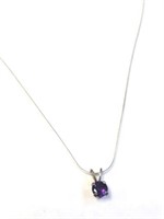 SILVER AMTHYST 16"  NECKLACE